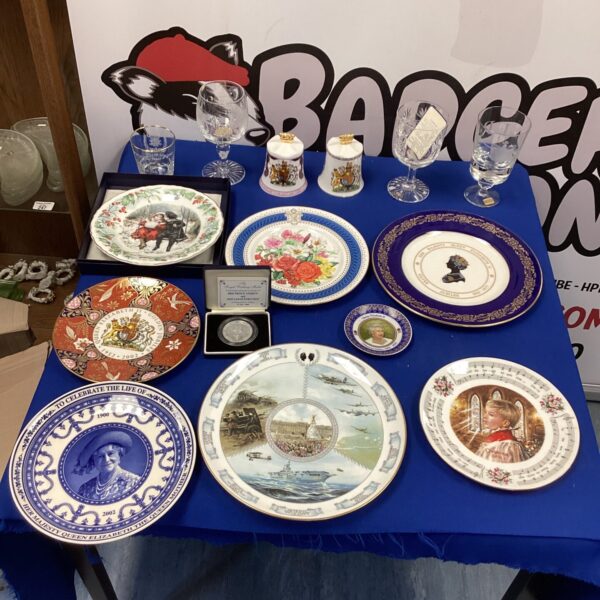 Royal Family collectables lot including goblets and plates.