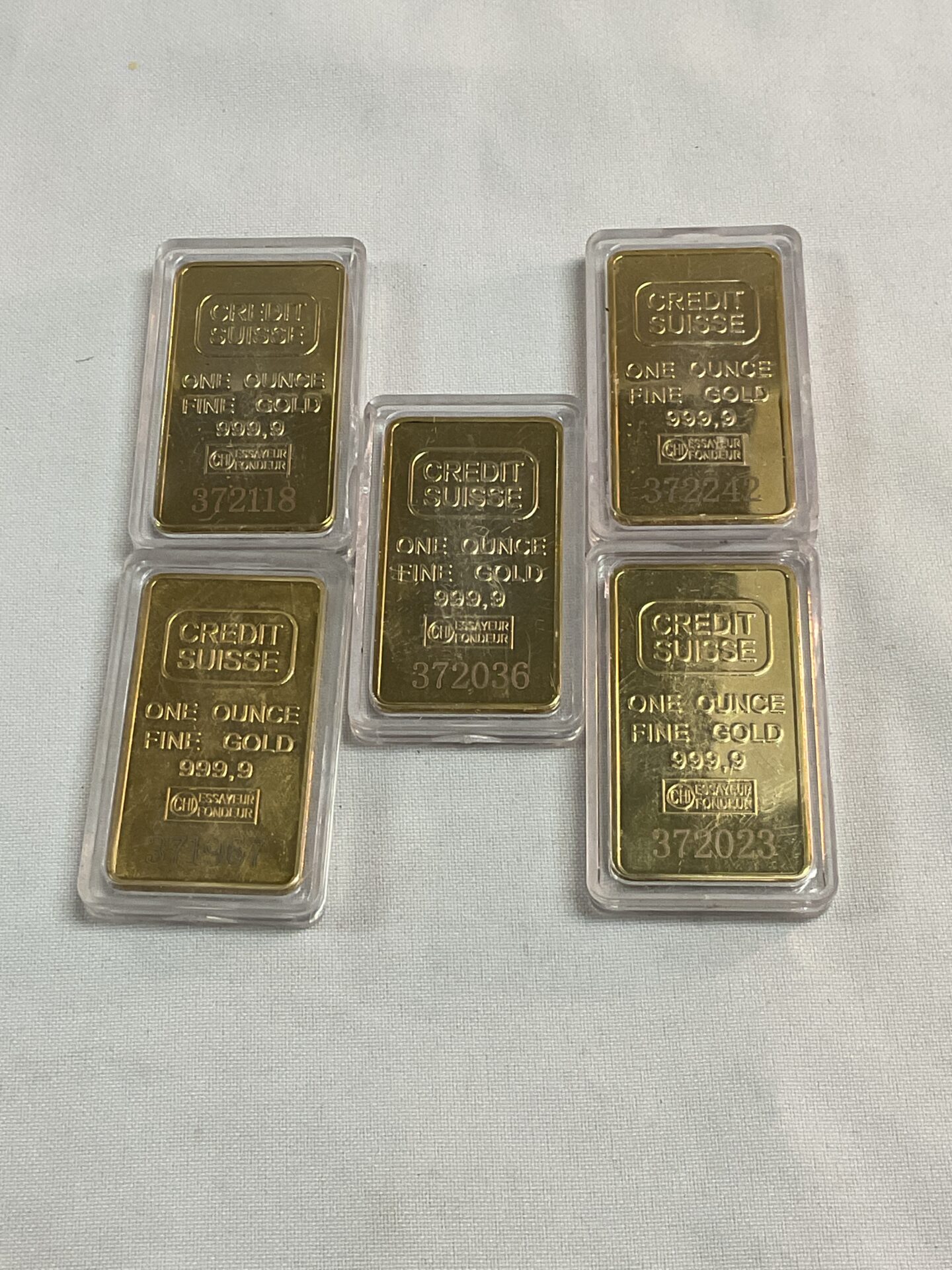 771 Five replica credit suisse one ounce commemorative gold bars