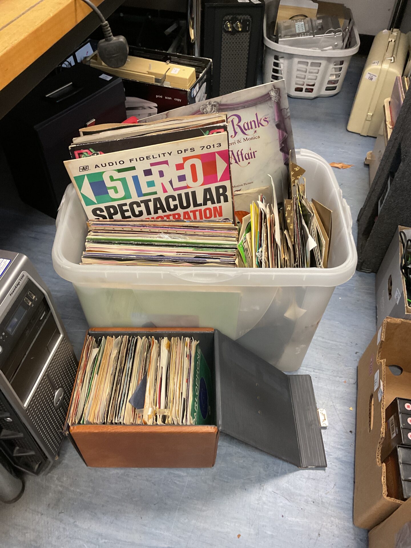 097 Large box of 12” & 7” vinyl records