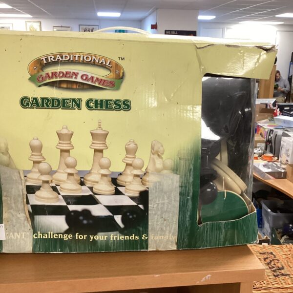 Large garden chess set by Traditional Garden Games, oversized pieces.