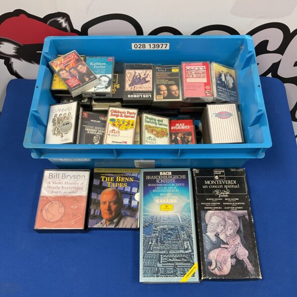 Vintage cassette tape collection with colourful covers.