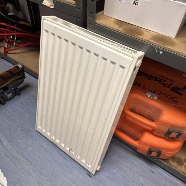 White twin panel radiator for central heating system.