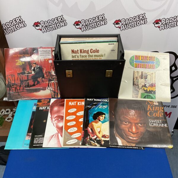 Vintage Nat King Cole vinyl records collection for sale.