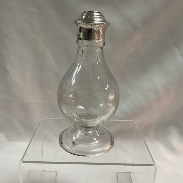 Antique Victorian double noggin bottle with silver stopper.