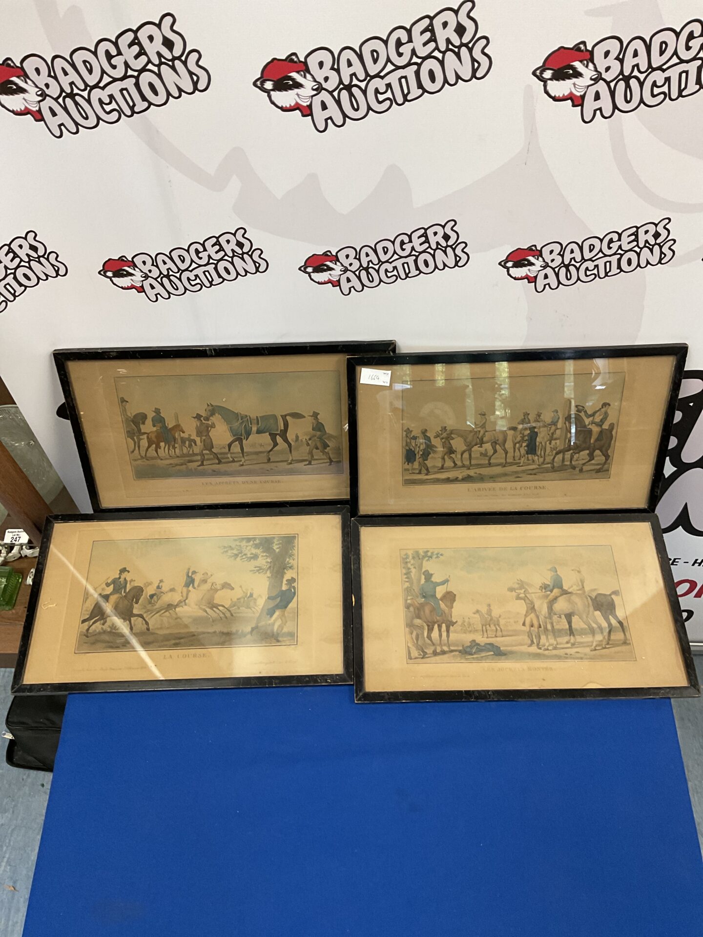 617 Set of four framed antique hunt scene prints