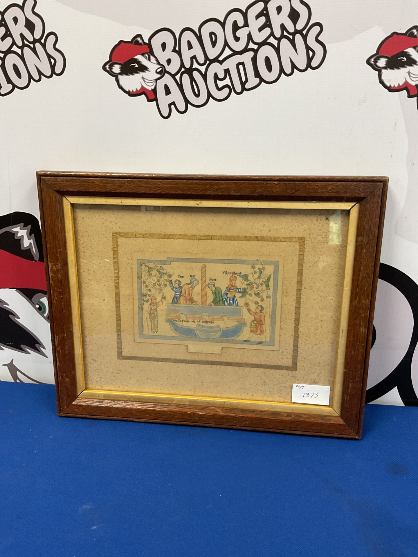 627 Antique framed religious watercolour
