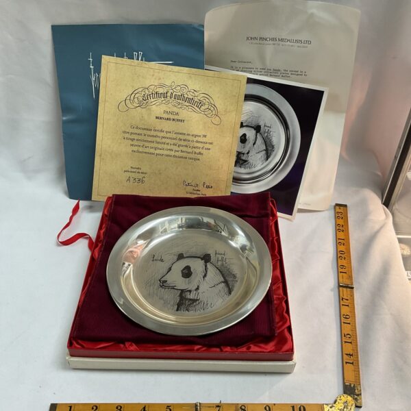 Bernard Buffet Panda plate with original presentation box and certificate.