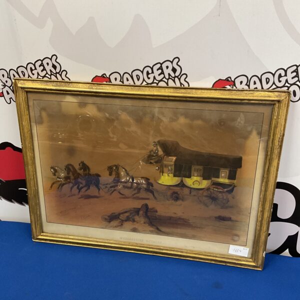Antique watercolour painting of a royal carriage by J Adam.