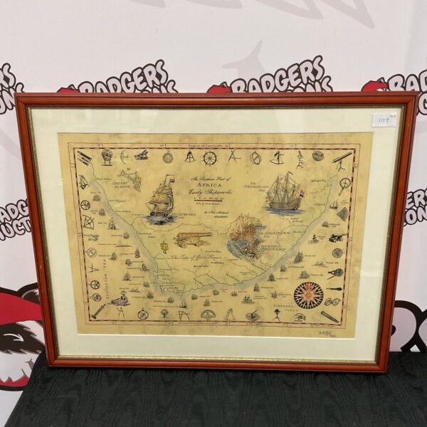 Antique print of Southern Africa showing early shipwreck locations.