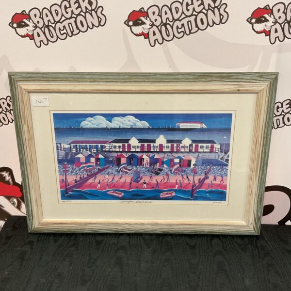 Signed limited edition Sheringham beach huts print by Lewis.