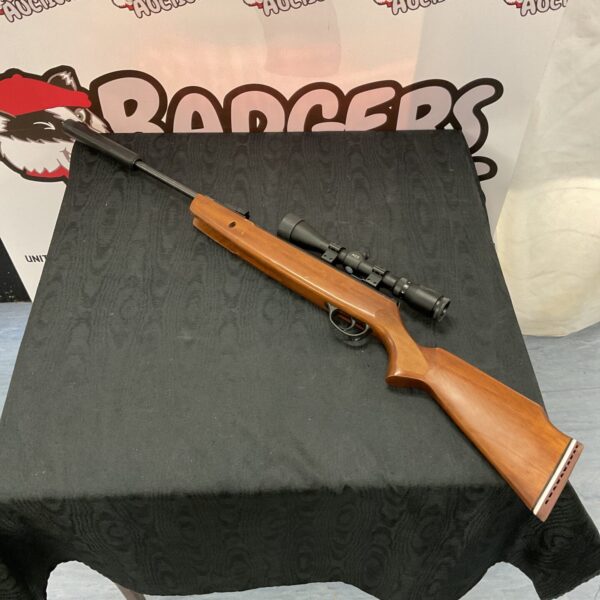 Hatsan Edgar .22 air rifle with scope, side view.
