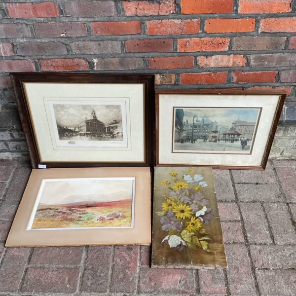 Vintage watercolour painting by J W Carey of Black Mountain.