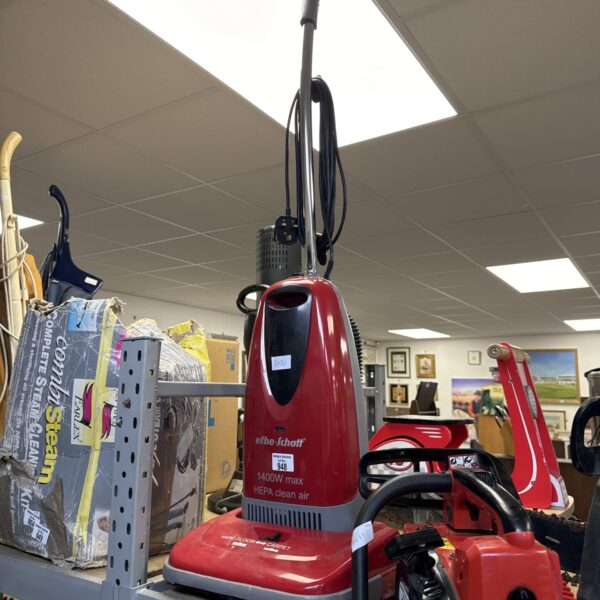 Red Efbe-Schott 1400w HEPA vacuum cleaner for domestic use.