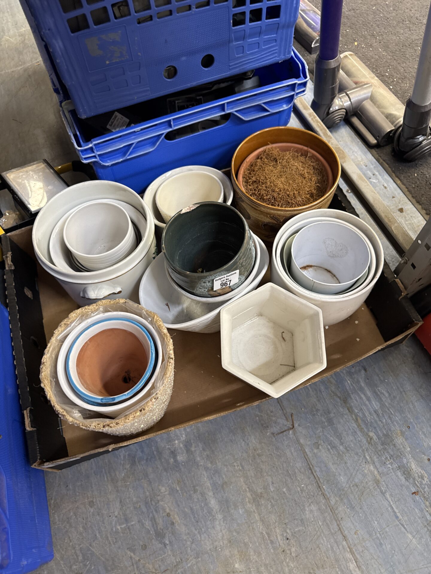 976 Tray of assorted plant pots
