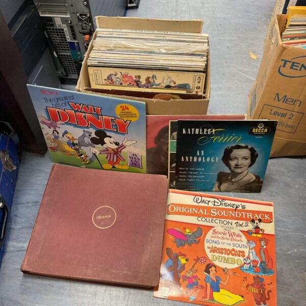 Lot of vintage Disney vinyl records for collectors.