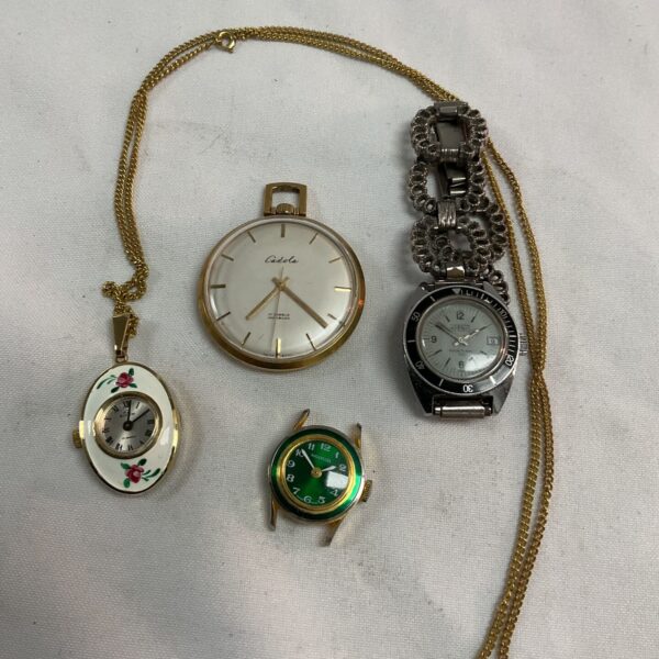 Vintage ladies watch lot with floral pendant style.