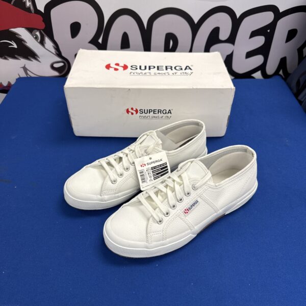 White Superga 2750 leather sneakers in original box.