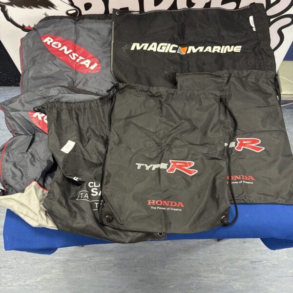 Honda Type R drawstring bag lot with marine branding.