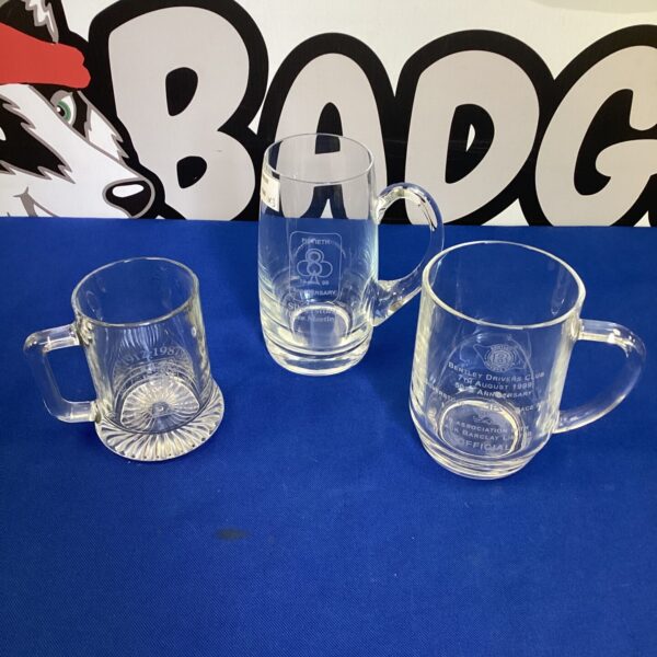Vintage Bentley Motor Racing glass tankard, collectible automobilia.