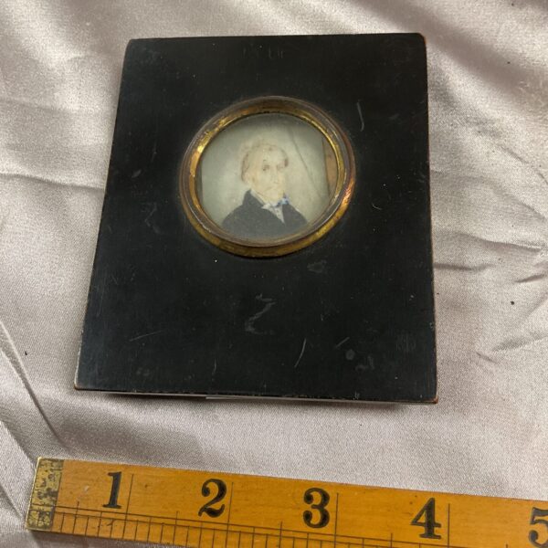 Antique Victorian miniature portrait of a gentleman on mica.