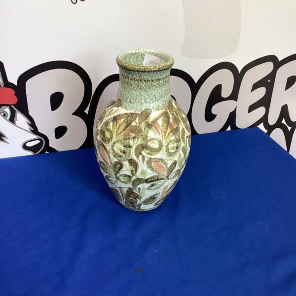 Vintage Denby Glyn Colledge vase with earthy tones and organic patterns.