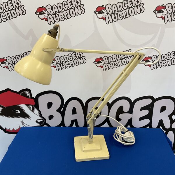 Vintage Herbert Terry Anglepoise desk lamp with conical shade.
