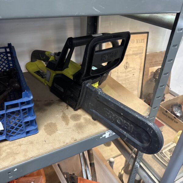 Ryobi OCS1825 cordless electric chainsaw body for garden use.