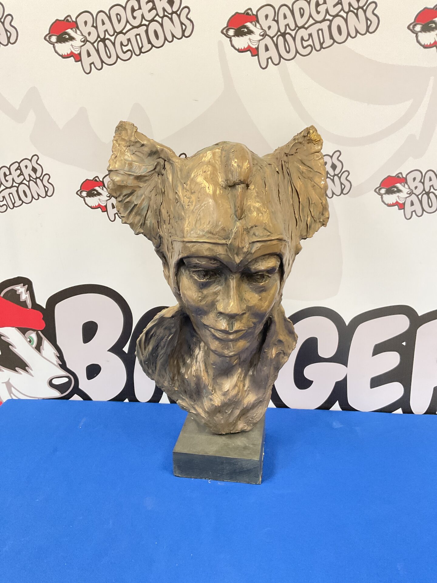 021 Bronzed resin bust of greek god hermes