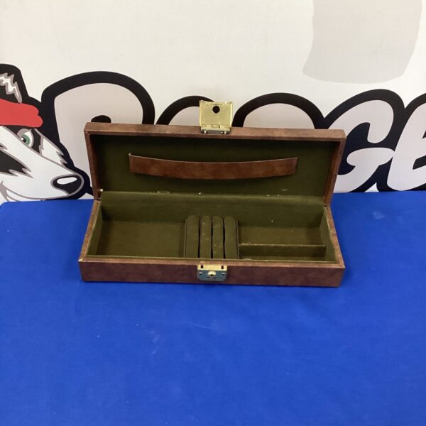 Vintage Skandetui leather jewellery box with a lined interior.