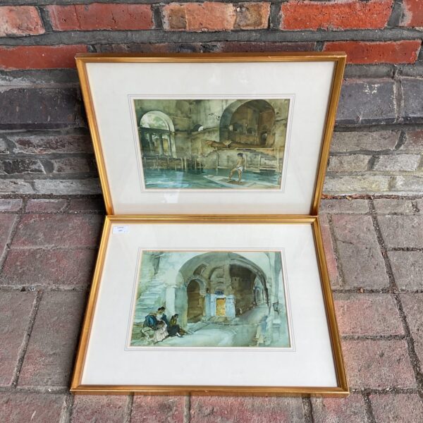 Pair of William Russell Flint gilt framed prints depicting figures.