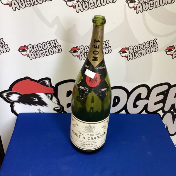 Empty Moet & Chandon Jeroboam champagne bottle for collectors.