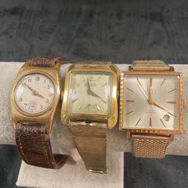 Vintage lot of Butex, Rotary, and Roma mechanical wristwatches.