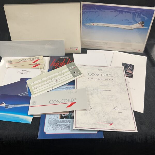 Concorde memorabilia folder with British Airways ephemera.