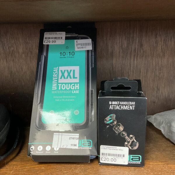 Ultimate Addons phone mount with XXL waterproof case for motorcycles and bikes.