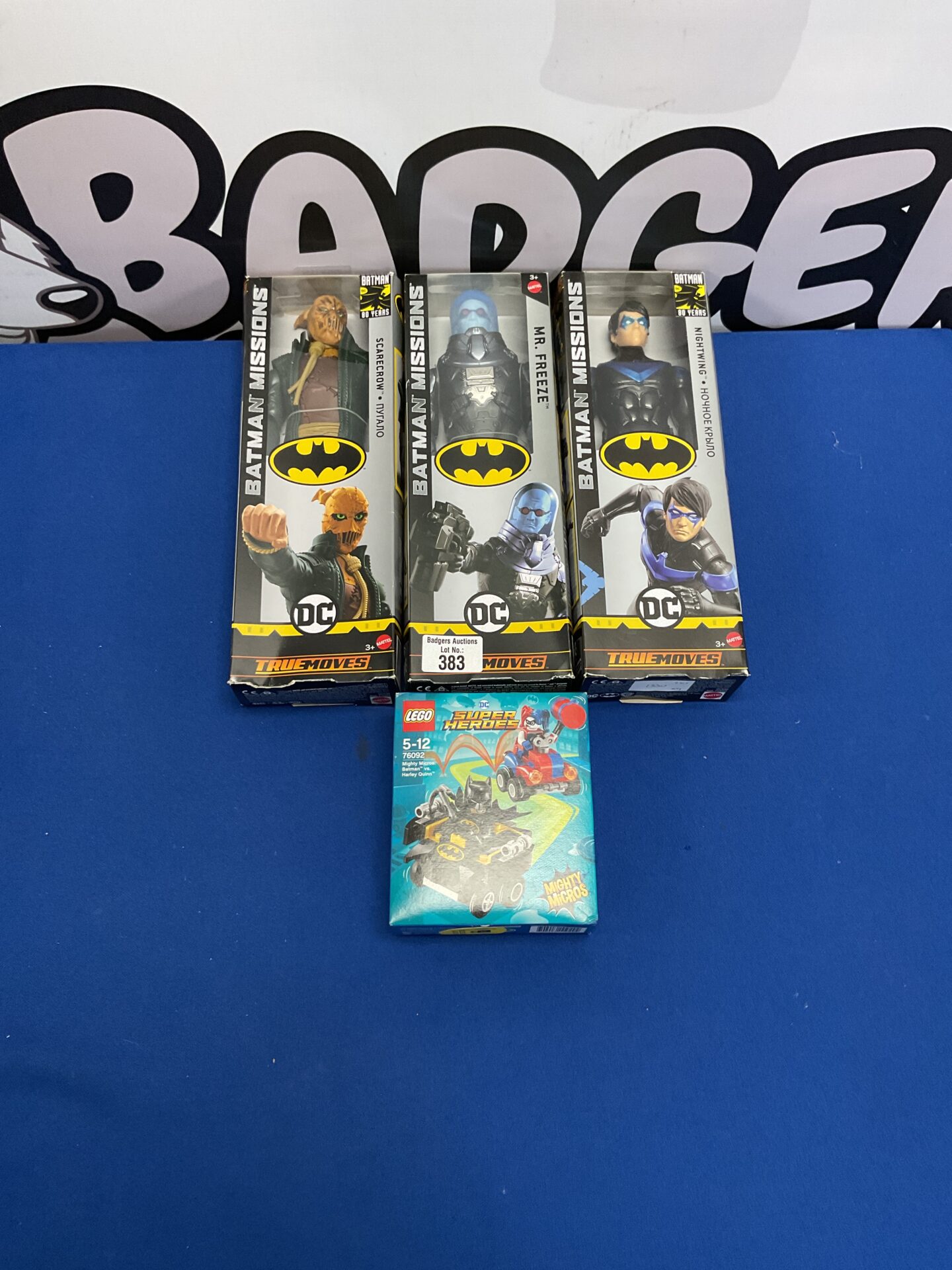 383 Three mattel batman missions figures and new lego superheroes set 76092