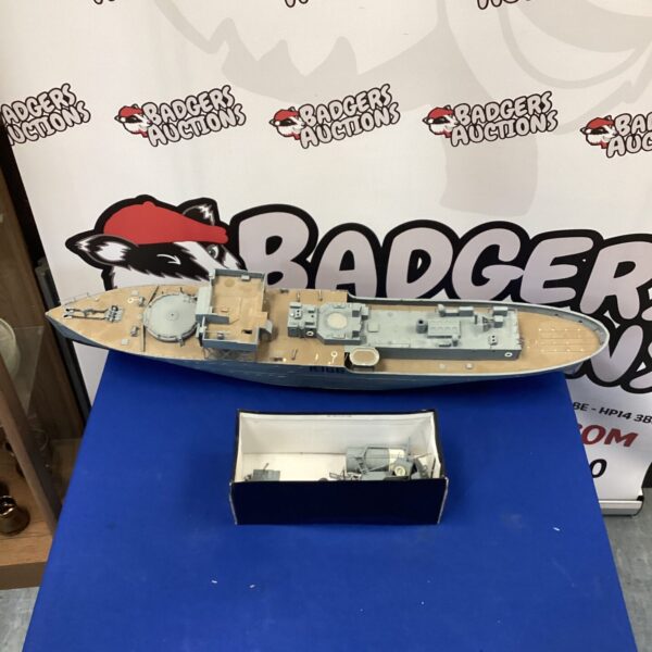 Vintage plastic war ship model for restoration project.