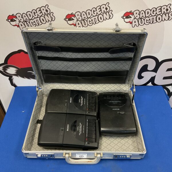 Vintage Sony TCM-939 cassette recorders in aluminium case.