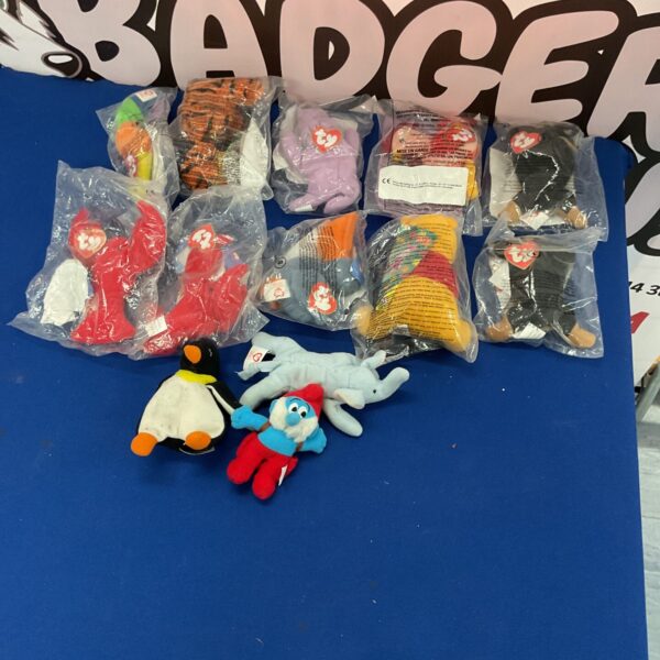 Vintage McDonalds Ty Beanie Babies collection, retro plush toys.