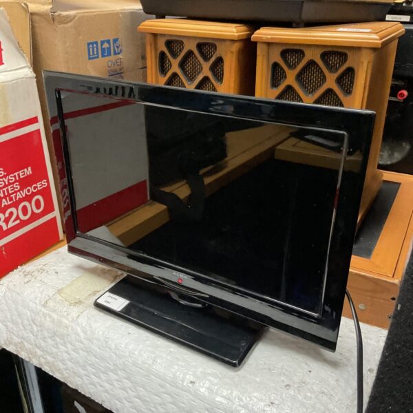 Front view of a small Alba 16” HD television.