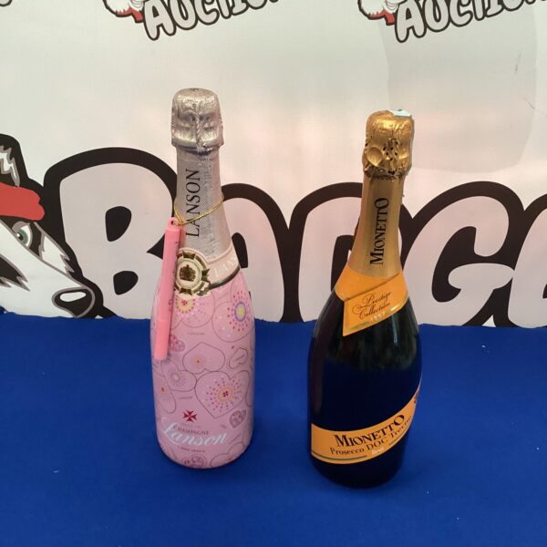 Lanson Champagne and Mionetto Prosecco bottles for celebrations.