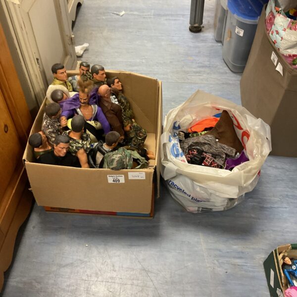 Vintage Hasbro Action Man figures and accessories in a toy lot.