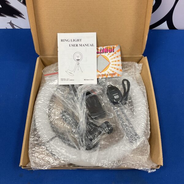 New LED ring light in original packaging, ready for use.