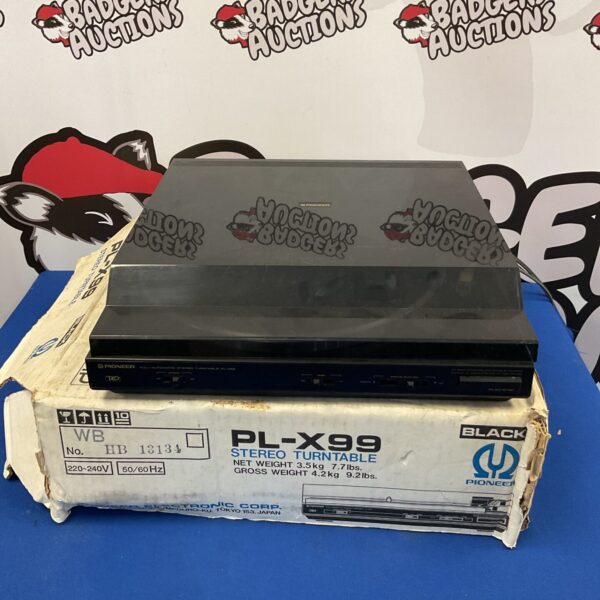 Black Pioneer PL-X99 turntable, vintage direct drive record player.