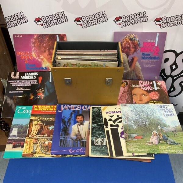 Lot of vintage vinyl records featuring classical music composers.