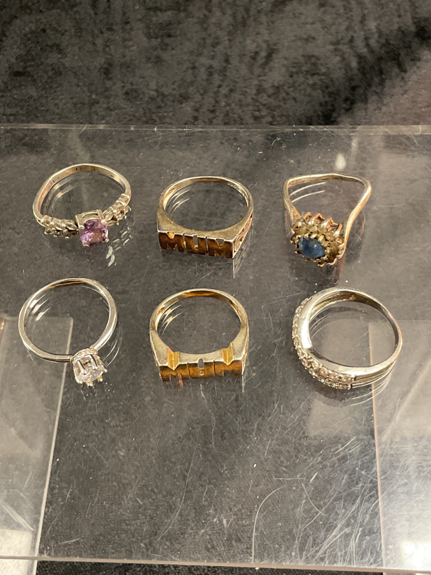 787 Six 925 Silver rings assorted sizes