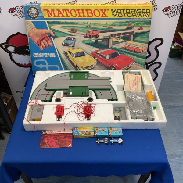 Vintage Matchbox Motorised Motorway M-2 track set in original box.