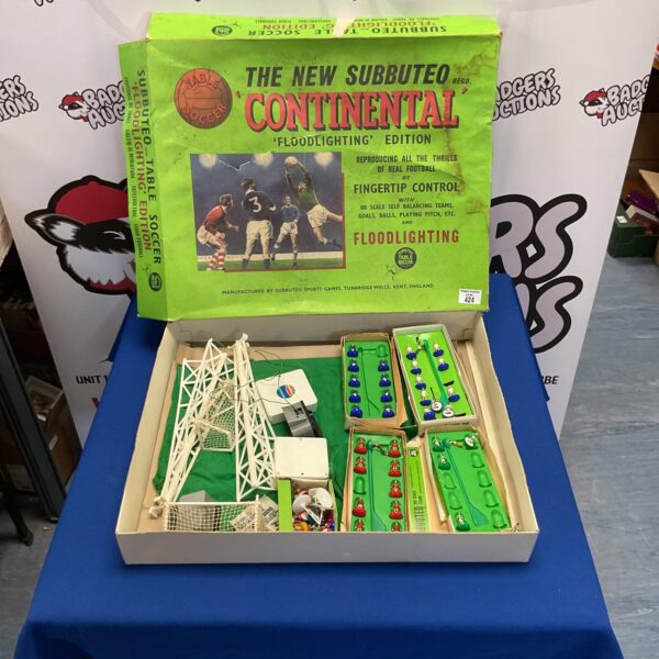 Vintage boxed Subbuteo Continental Floodlighting Edition table football game.