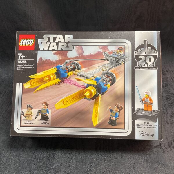 Sealed Lego Star Wars 75258 Anakin’s Podracer 20th Anniversary edition box.