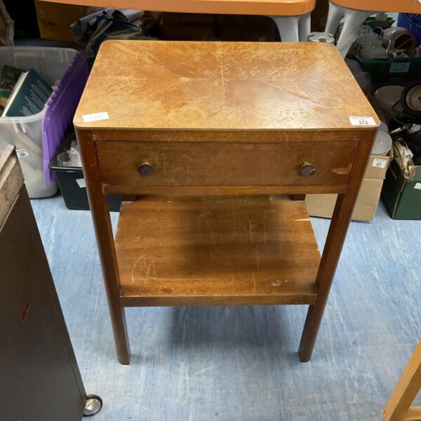 Vintage mid-century bedside cabinet with a single drawer.