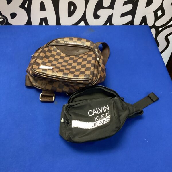 Louis Vuitton style rucksack and Calvin Klein bumbag set.